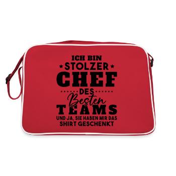 Stolzer Chef Des Besten Teams Shirt Geschenkt Fun - Retro Tasche - Rot/Weiß - Hinten