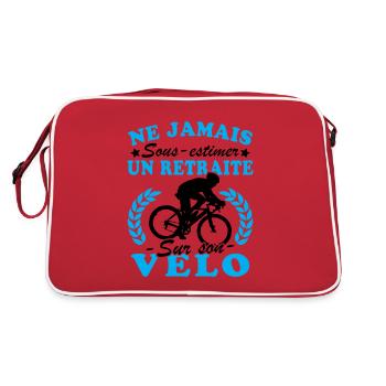 Un Retraité Sur Son Vélo Humour Retraite Cycliste - Sac Retro - rouge/blanc - Dos