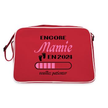 Oma Mädchen Wieder 2024 Zukünftige Oma Geschenk - Retro Tasche - Rot/Weiß - Hinten