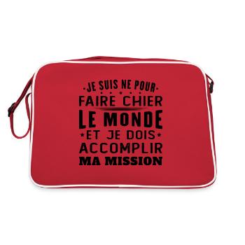 Né Pour Faire Chier Le Monde Accomplir Ma Mission - Sac Retro - rouge/blanc - Dos