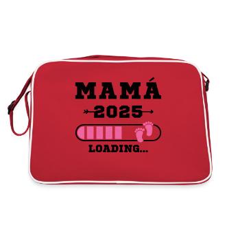 Mama 2025 werdende Mutter, die Schwangerschaft trägt - Retro Tasche - Rot/Weiß - Hinten