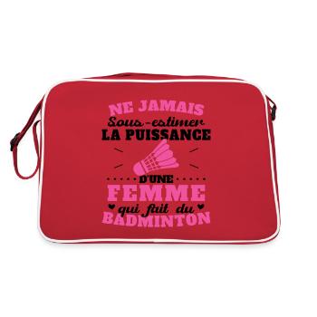 The power of a woman who plays badminton - Retro Bag - red/white - Back