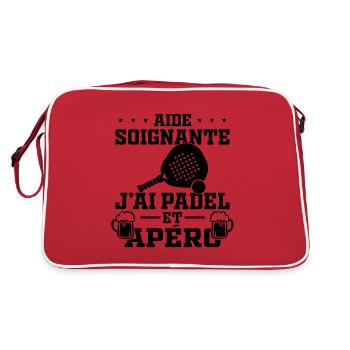 Aide Soignante J"ai Padel et Apéro Cadeau Humour - Sac Retro - rouge/blanc - Dos