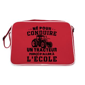 Born to drive a tractor forced to go to the eco - Retro Bag - red/white - Back