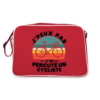 Ich kann nicht, ich fahre einen Radfahrer an - Retro Tasche - Rot/Weiß - Hinten