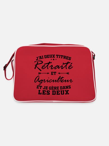 Zwei Titel: Retired und Farmer Man Gift - Retro Tasche - Rot/Weiß - Hinten