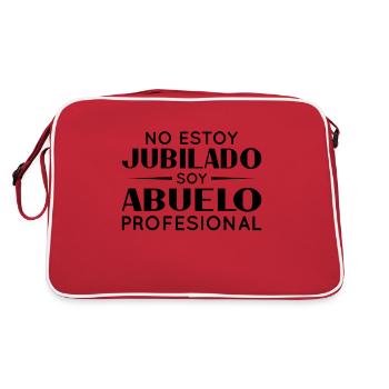 Ich bin nicht im Ruhestand, ich bin ein berufstätiger Großvater - Retro Tasche - Rot/Weiß - Hinten