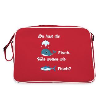Kinder - Du hast die Walfisch was wollen wir Lusti - Retro Tasche - Rot/Weiß - Hinten