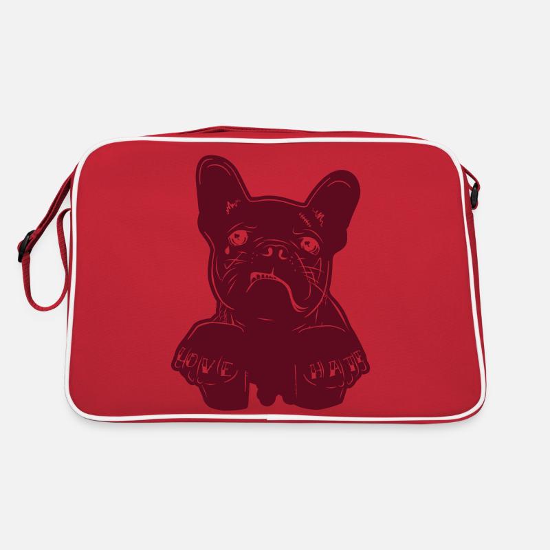 Hamburger Underdog / Love and Hate / Dog / Pug - Retro Bag - red/white