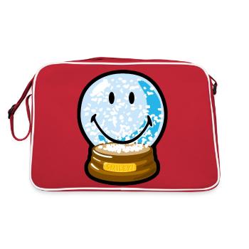 Smiley Snow Globe - Retro Tasche - Rot/Weiß - Hinten