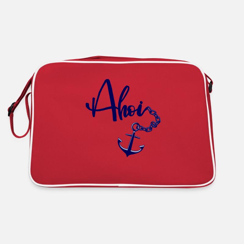 Ahoi, werf den Anker - Retro Tasche - Rot/Weiß