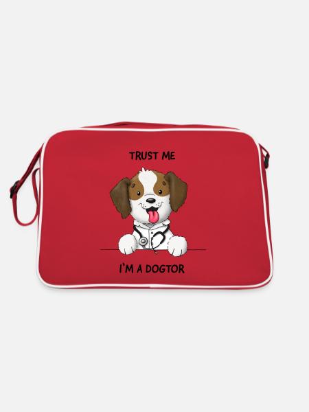 Trust me I'm a Dogtor sweet dog - Retro Bag - red/white - Back