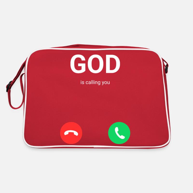Gott ruft - Retro Tasche - Rot/Weiß