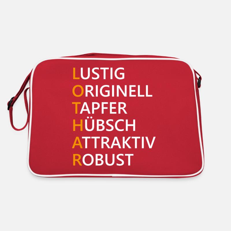 Lothar Name Geschenk - Retro Tasche - Rot/Weiß
