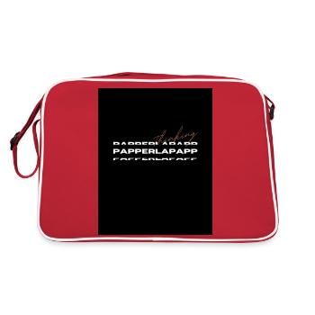 White Black Simple Papperlapapp Typography T Shirt - Retro Tasche - Rot/Weiß - Hinten