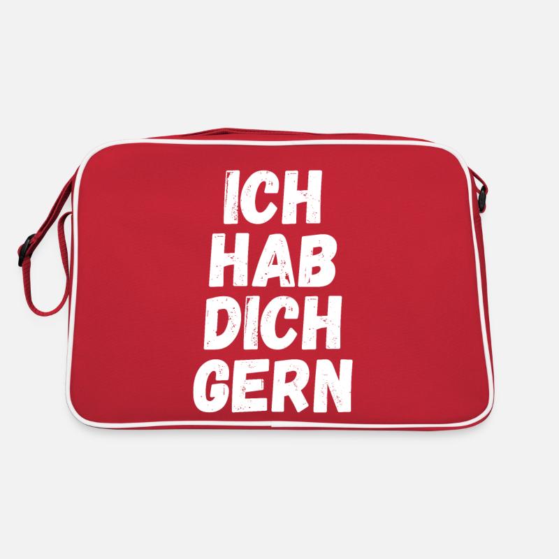 Ich hab dich gern weis Retro Tasche