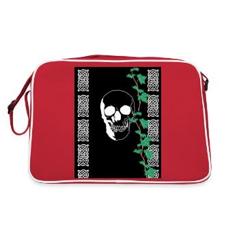 Weißer Schädel - Retro Tasche - Rot/Weiß - Hinten