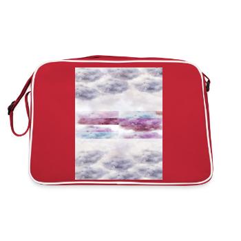 Farbige Wolken - Retro Tasche - Rot/Weiß - Hinten