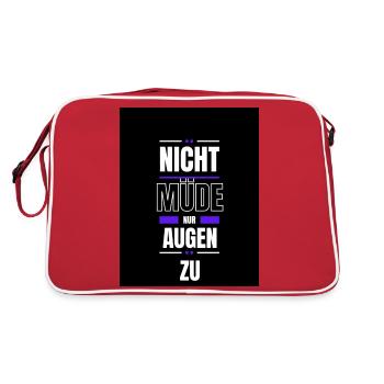 Nicht müde nur Augen zu - Retro Tasche - Rot/Weiß - Hinten