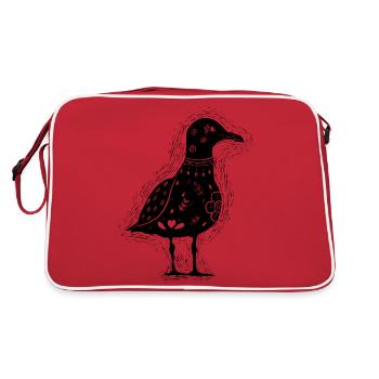 Mouette noire Scandinavie imprimée, impression lino - Sac Retro - rouge/blanc - Dos