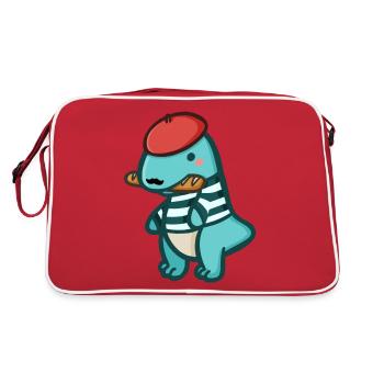 hugadino dino embrace, cute dinosaur - Retro Bag - red/white - Back