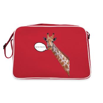 « Repérez-moi de loin! » Conception de T-shirt Girafe - Sac Retro - rouge/blanc - Dos