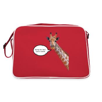Giraffe mit ansteckendem Lächeln - Retro Tasche - Rot/Weiß - Hinten