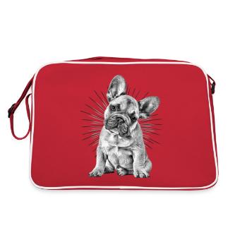 Français BULLDOG Chien Chiens Bulldog - Sac Retro - rouge/blanc - Dos
