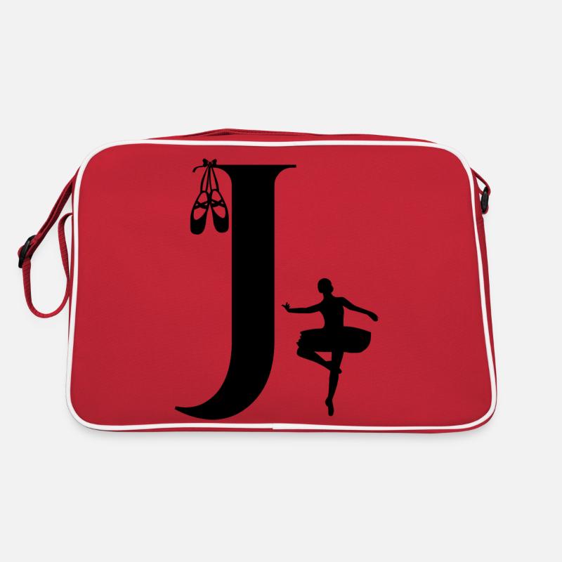Buchstabe j Ballerina - Retro Tasche - Rot/Weiß