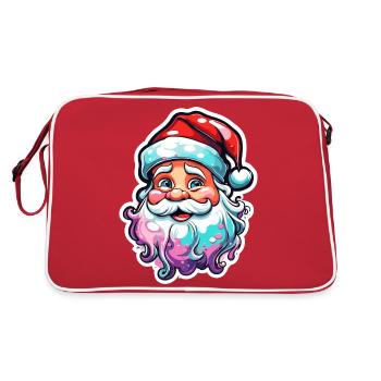 Weihnachtsmann / Winter / Heilig Abend / Schnee - Retro Tasche - Rot/Weiß - Hinten