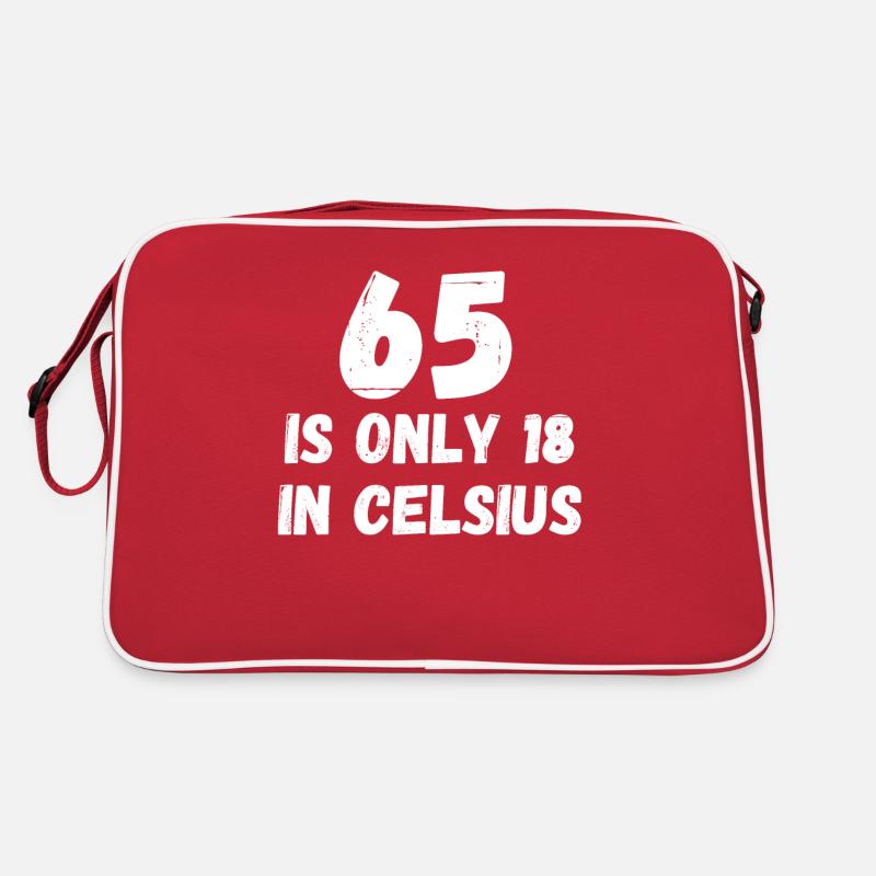65 c’est seulement 18 en Celsius drôle d’anniversaire - Sac Retro - rouge/blanc