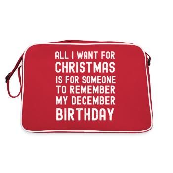 Remember my December Birthday Christmas - Retro Bag - red/white - Back
