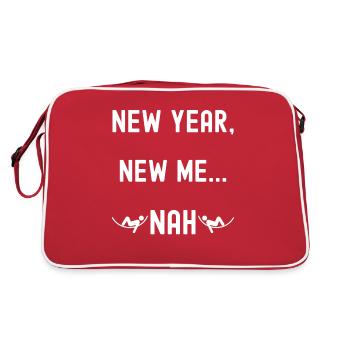 Neues Jahr, neues Ich. nein - Retro Tasche - Rot/Weiß - Hinten