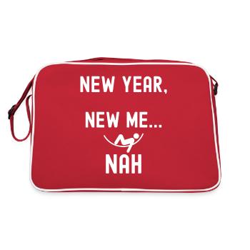 Neues Jahr, neues Ich. nein - Retro Tasche - Rot/Weiß - Hinten