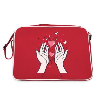 Coeurs Mains Coeur Motif Amour J’Aime Romantique - Sac Retro - rouge/blanc - Dos