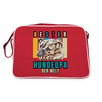 BESTER HUNDEOPA Bulldogge Hund Hunde Old English - Retro Tasche - Rot/Weiß - Hinten