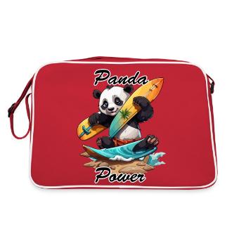 Panda / Animal / Zoo / Bambou / Sauvage / Enfantin - Sac Retro - rouge/blanc - Dos