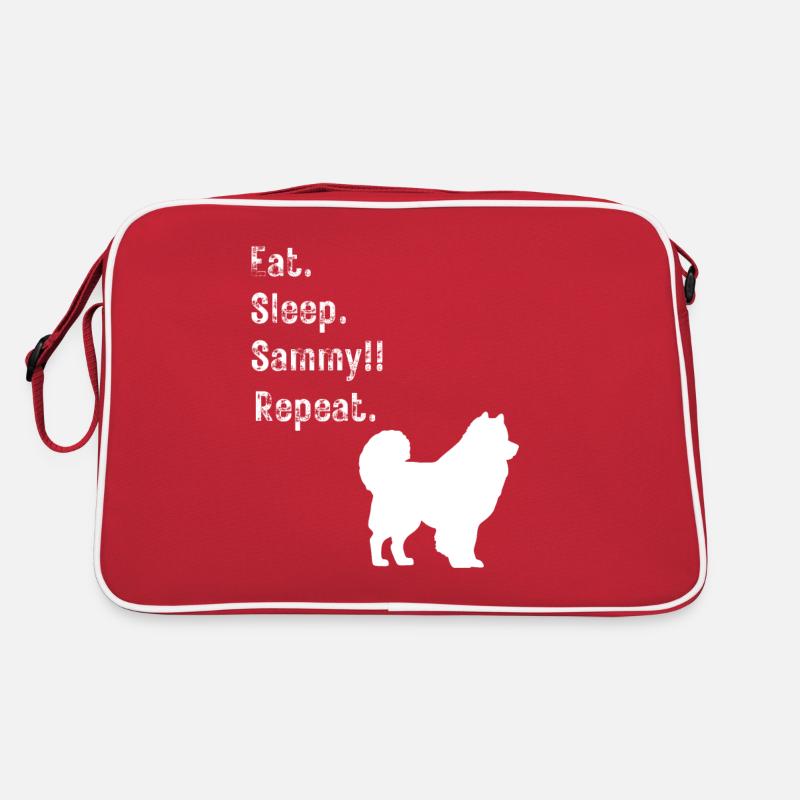 Lustig Essen Schlaf Sammy (Samojede) Wiederholen Retro Tasche