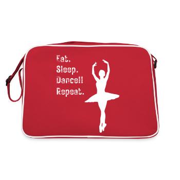 Tanzen - Essen. Schlafen. Tanzen!! Wiederholen. - für Tänzerinnen und Tänzer - Retro Tasche - Rot/Weiß - Hinten