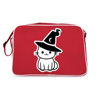 Chat sorcière d'halloween noir et blanc - Sac Retro - rouge/blanc - Dos