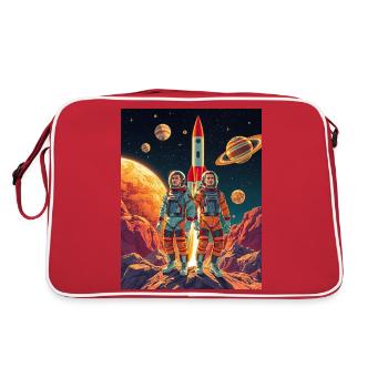 Astronauts on an alien planet - Retro Bag - red/white - Back