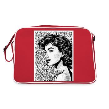 Portrait of a woman in pop art style - Retro Bag - red/white - Back