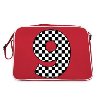Number 9 checkered - Retro Bag - red/white - Back