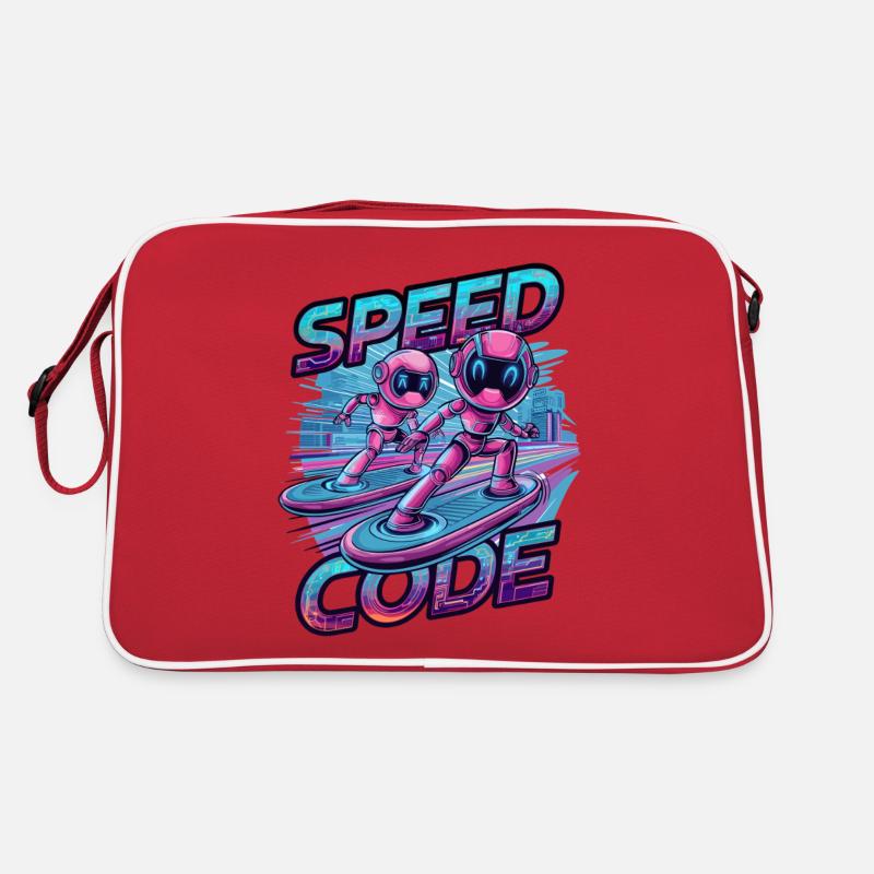 Speed Code Cyberpunk Robot Surfing Tech Art Retro Bag