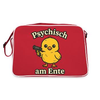 Psychically at the End Funny Duck Saying - Retro Bag - red/white - Back