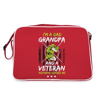 Ich bin ein Papa-Opa-Veteran Nichts macht mir Angs - Retro Tasche - Rot/Weiß - Hinten