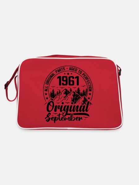 1961 septembre Original 63 Ans cadeau Anniversaire - Sac Retro - rouge/blanc - Dos