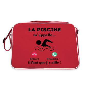 T shirt natation la piscine m'appelle cadeau drôle - Sac Retro - rouge/blanc - Dos