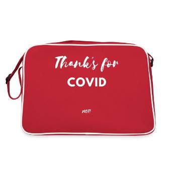 Thank s for covid not Virus Krank Lustig Lockdown - Retro Tasche - Rot/Weiß - Hinten