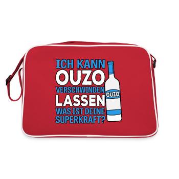 Ich kann Ouzo verschwinden lassen Griechenland Alk - Retro Tasche - Rot/Weiß - Hinten